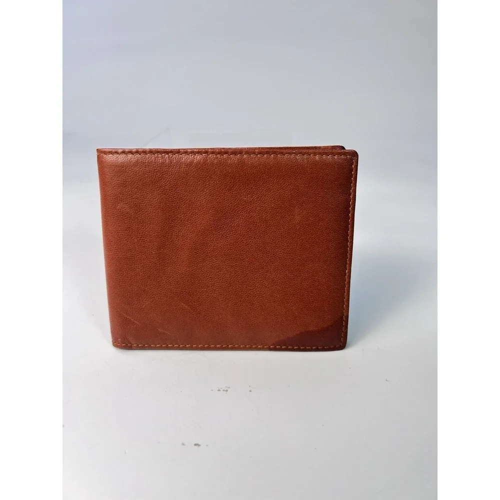 John F. Made in Florence Italian Leather Bifold Wallet - Brown Vintage